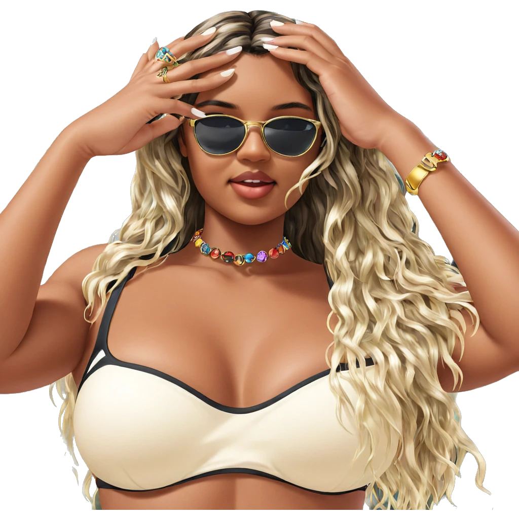 dark beauty in bikini jewelry emoji