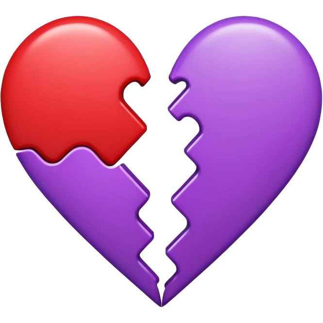 heart emoji split diagonally, one half red, one half purple emoji