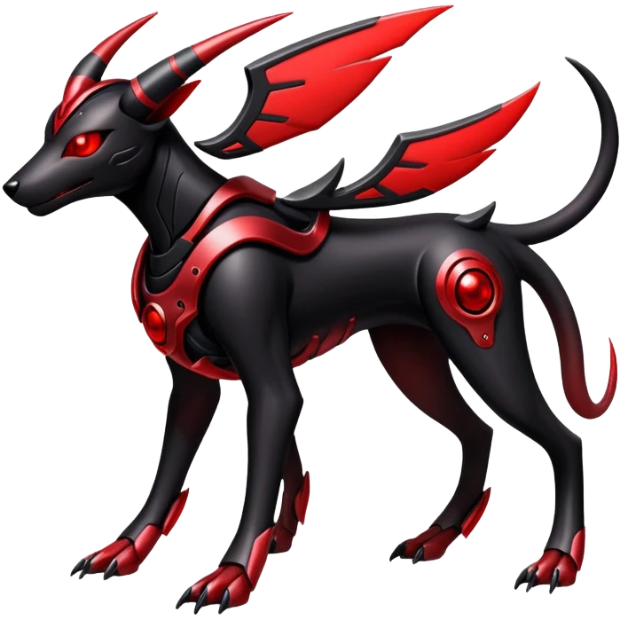Shiny Gothic Exotic Futuristic Houndoom-Genesect-Pokémon-Fakémon-hybrid-creature emoji