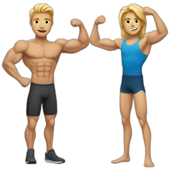one muscular anm and one skinny arm emoji