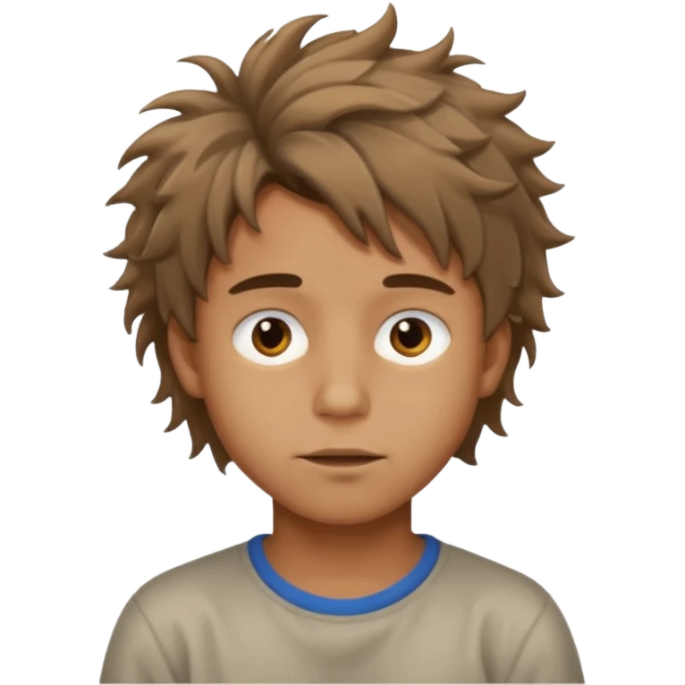 Un niño con forma de cara un poco estirada piel un poco morena y hombre emoji