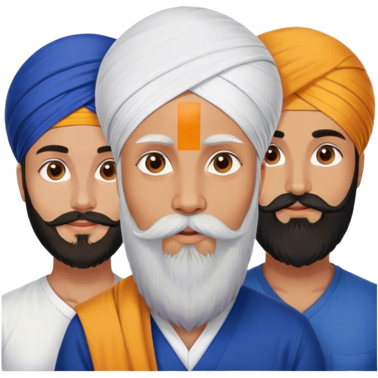 French beard father, Sikh mother, adult girl, adult Sikh boy emoji