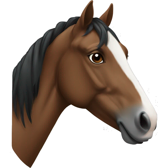 Brown horse with white on nose and black hair emoji