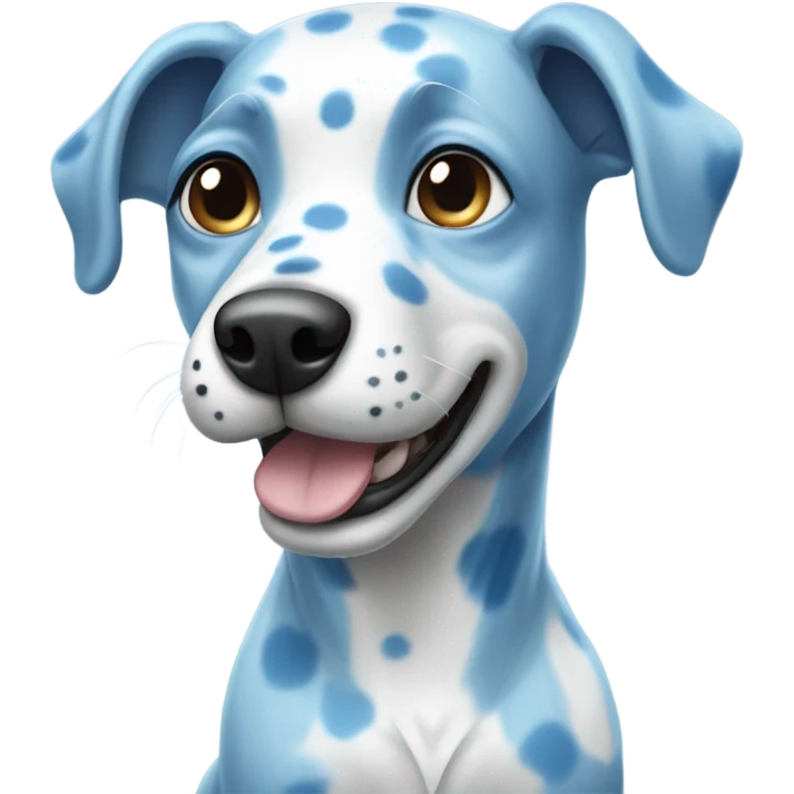 A dog with light blue skin and blue spots emoji