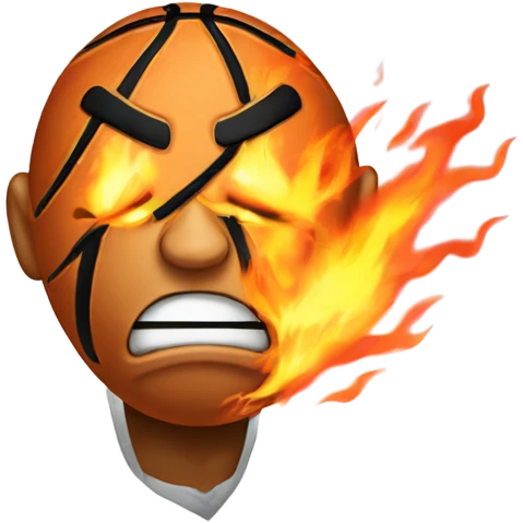 Basketball witb angry face on fire emoji