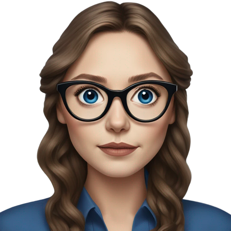 Hyper Realistic Elizabeth Olsen brunette blue eyes wearing glasses  emoji