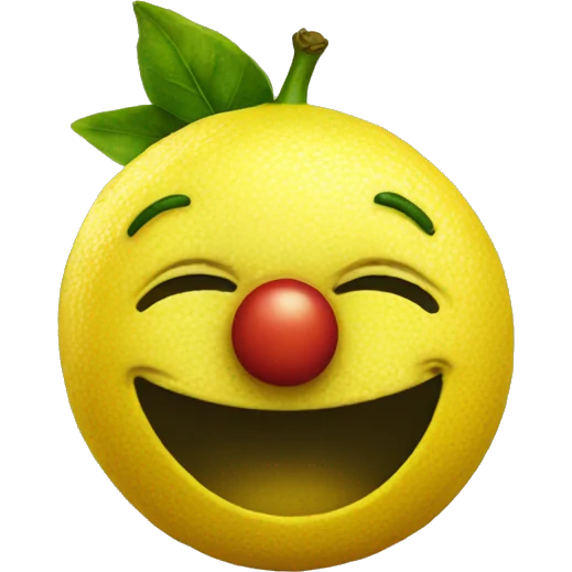 lemon with a clown face emoji