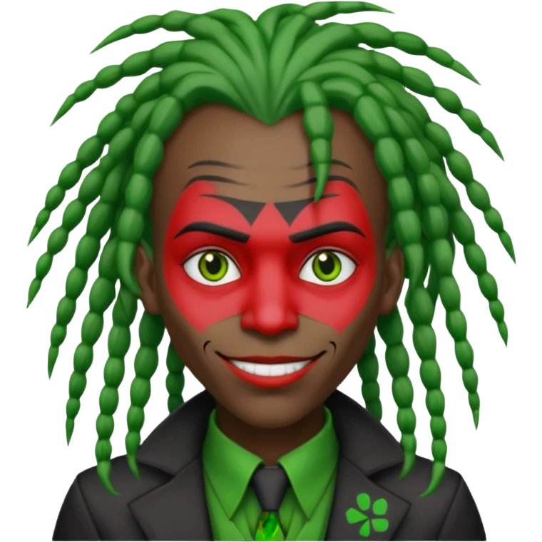 black joker character with green dreadlocks and binary code elements emoji