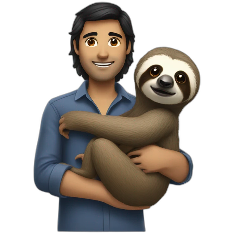 black hair software engineer with a sloth around the neck emoji
