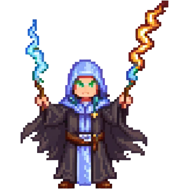 wizard casting lightning spell, heavy metal aesthetic, dark robes emoji