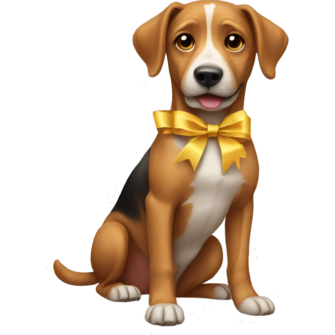 Dog wearing ribbon emoji