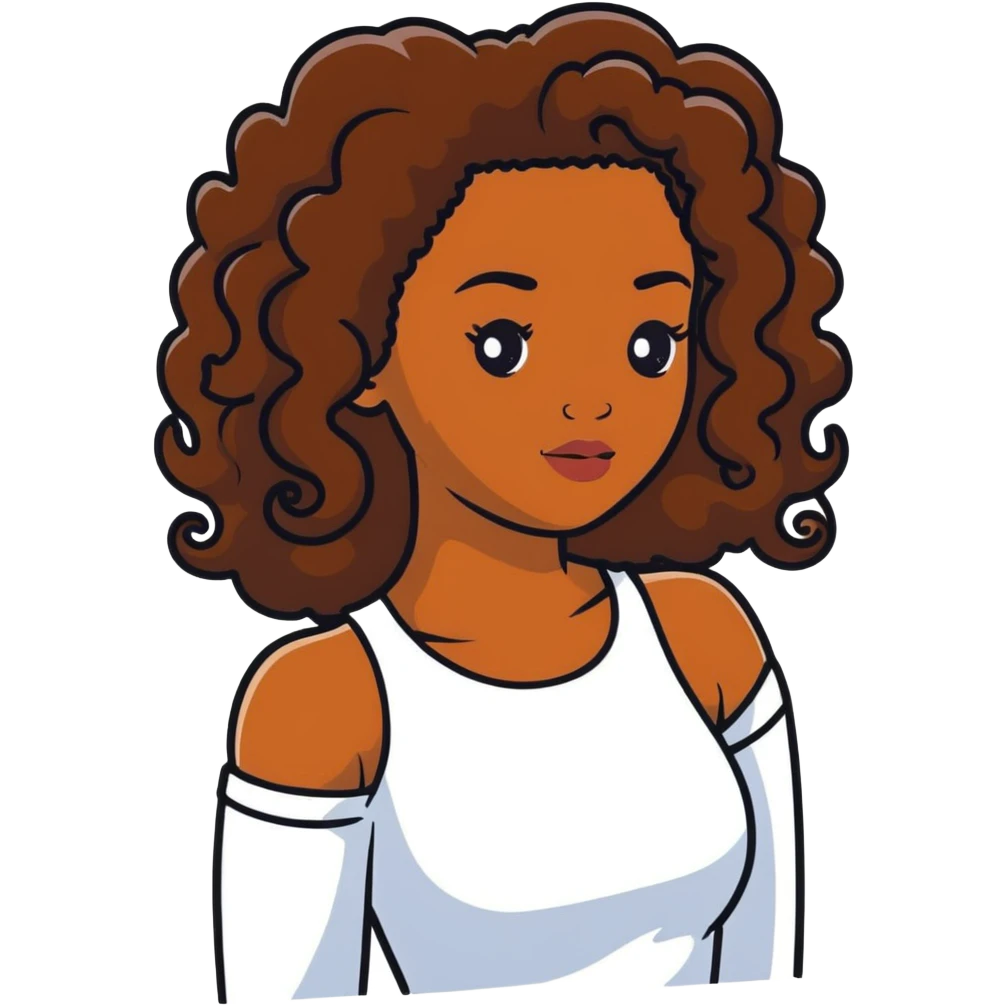 Black woman with long brown ringlet curls emoji