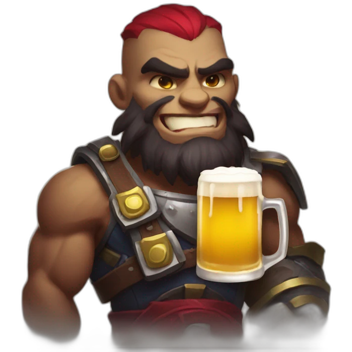 Sion from League of Legends with a beer emoji