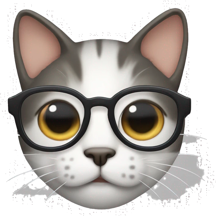 Un gato con lentes de nerd y un mate en la mano emoji