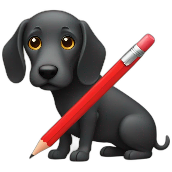 a sausagedog holding a red pencil emoji