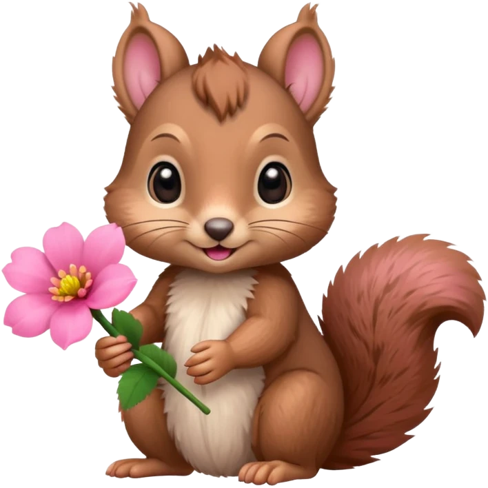 baby squirrel hold a flower emoji