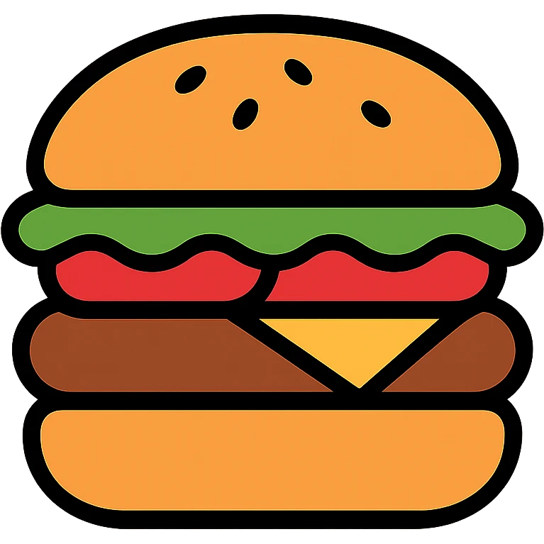 A hamburger with lettuce, tomato, and cheese emoji