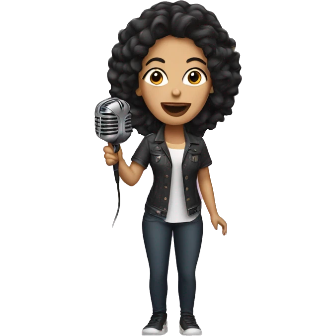 Latina with light skin singing in microphone  emoji