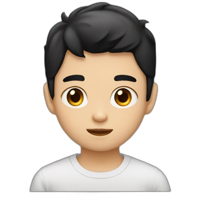 American born Taiwaness  boy with a black hair and eyes like cat and a mole beside eyebrow emoji