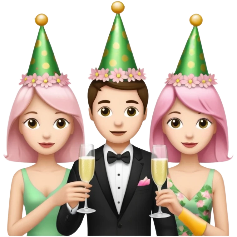 light green and light pink floral party emoji