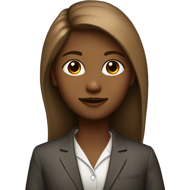 Long, straight and light brown hairy girl, her eyes is brown and she’s wearing suits  emoji