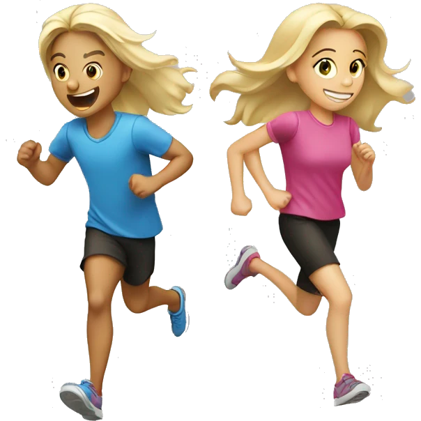 two blonde girls running after brunette boys emoji
