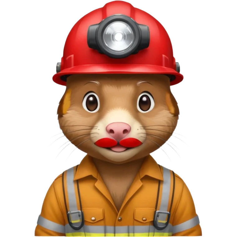 a mole rat, red helmet, headlamp, worker cloth emoji