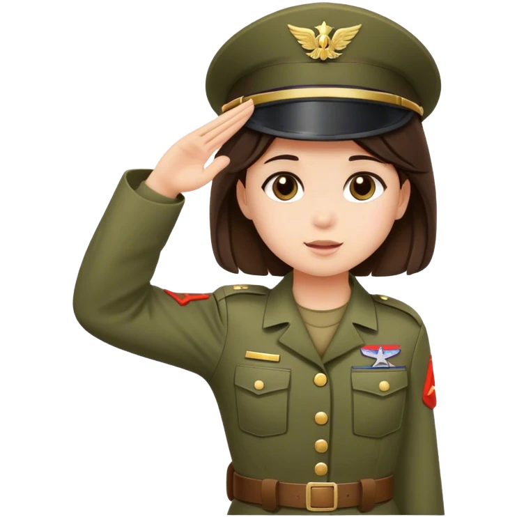 little brunette girl soldier salute emoji