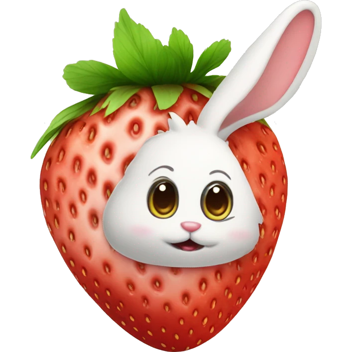 bunny shaped strawberry with cute face emoji