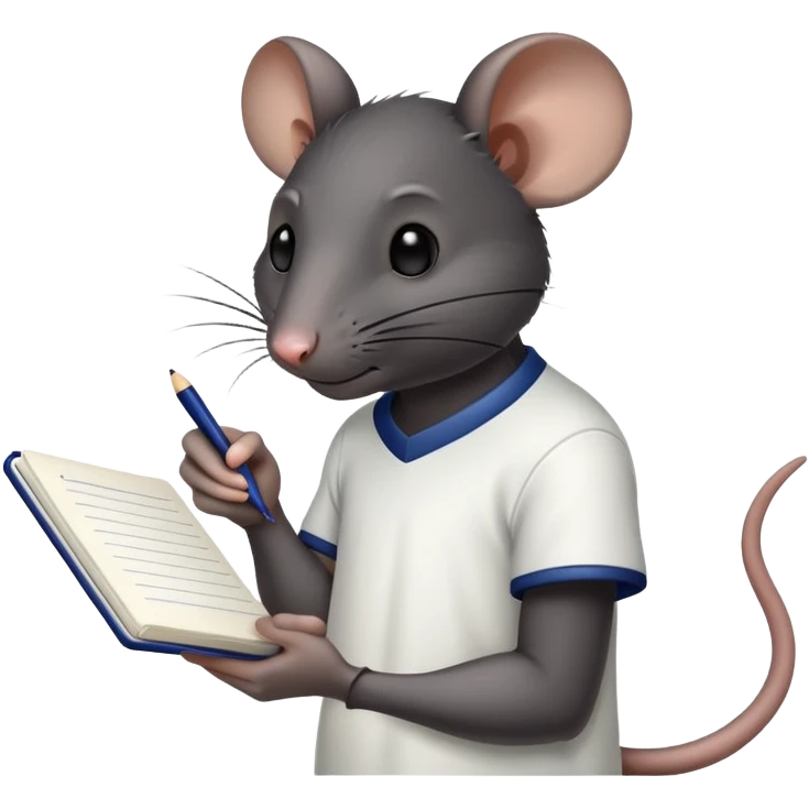 Black rat in a white jersey taking notes emoji