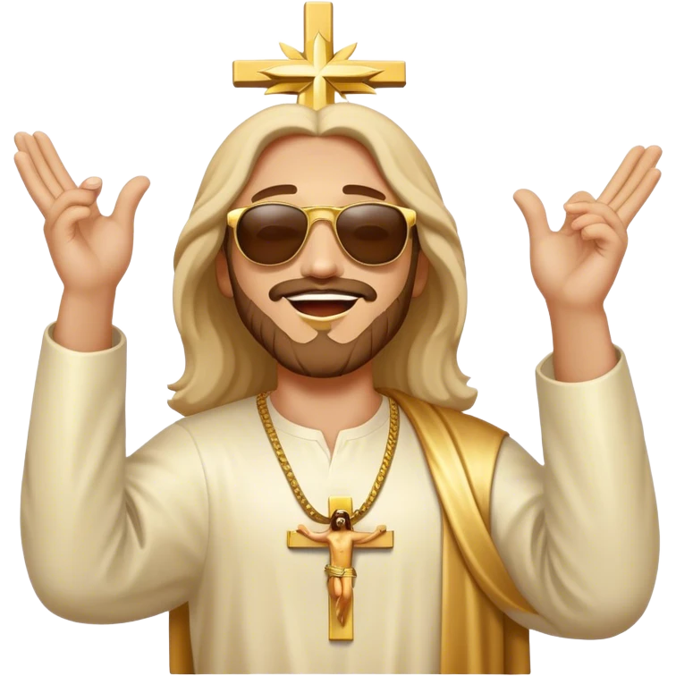 Rejoicing golden jesus figure sunglases emoji