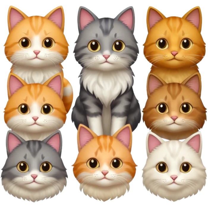 6 realistic looking cats with different natural coloured coats
 emoji