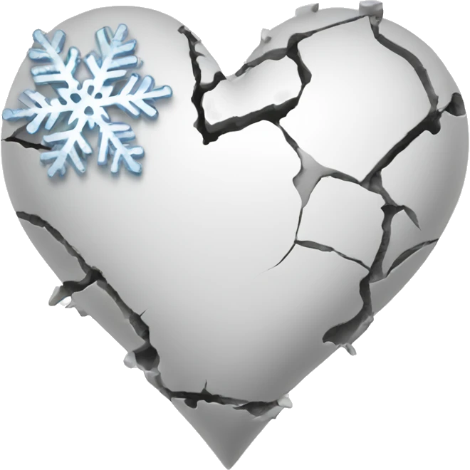 White heart with a fracture and snowflakes emoji