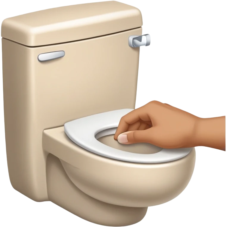 hand pressing the flush button on a toilet, clean and friendly emoji