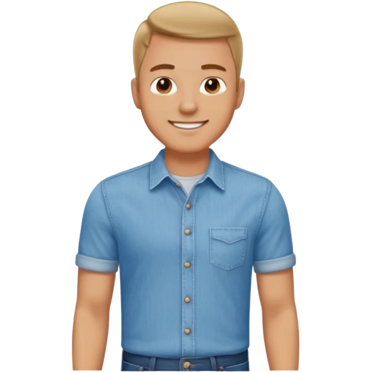 man in shirt with a light blue shirt and blue jeans standing emoji