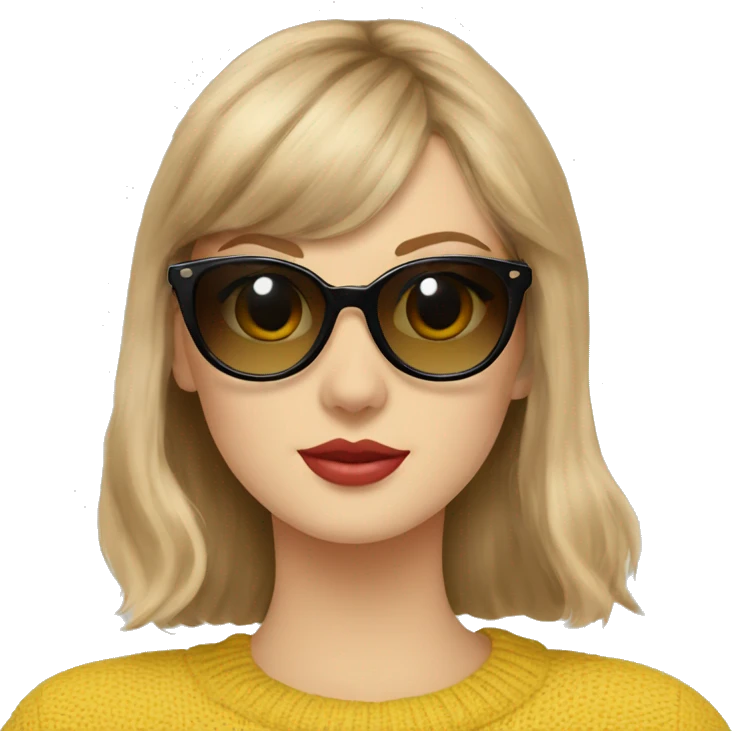 Taylor swift wearing sunglasses with Scottish fold cat in yellow sweater emoji