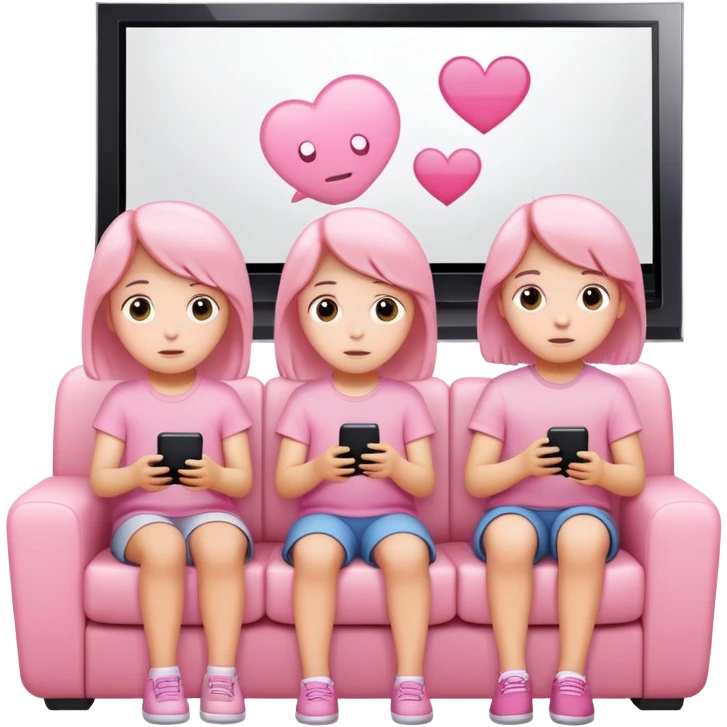 Light pink kids watching tv emoji