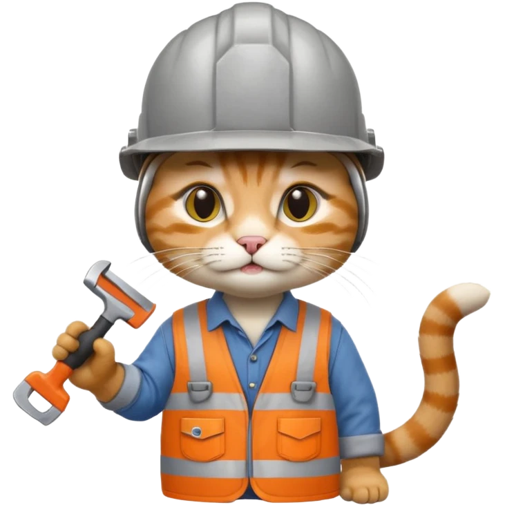 cat, handyman Outfit, wearing a Helmet emoji