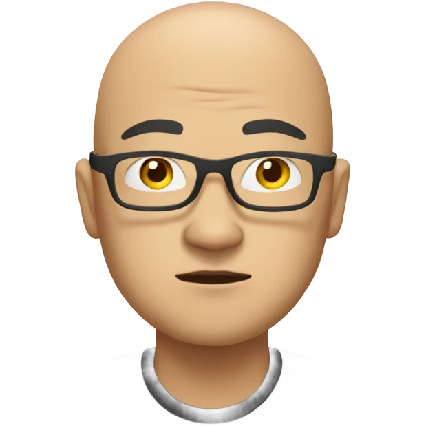  a bald Asian man, in glasses, thinking deeply emoji