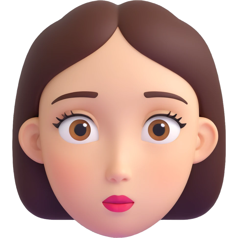 girl with narrow small eyes and big round face emoji