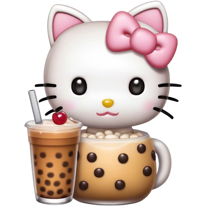 hello kitty with boba  emoji