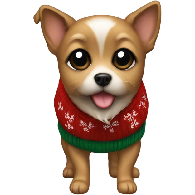 Tiny dog with Christmas sweater  emoji