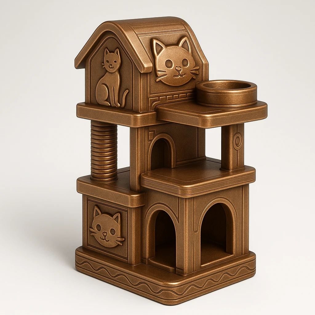 cats relaxing in a vertical playhouse emoji