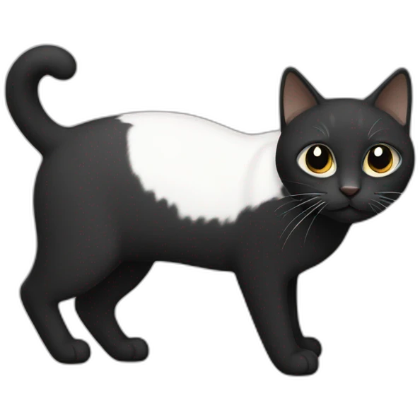 A black one side and the white the other cat emoji