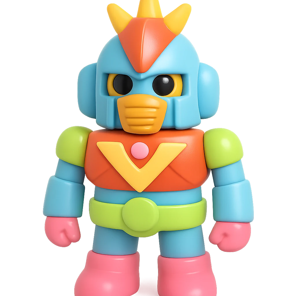 Voltes V robot as a 3D toy, shiny finish, bright colors emoji