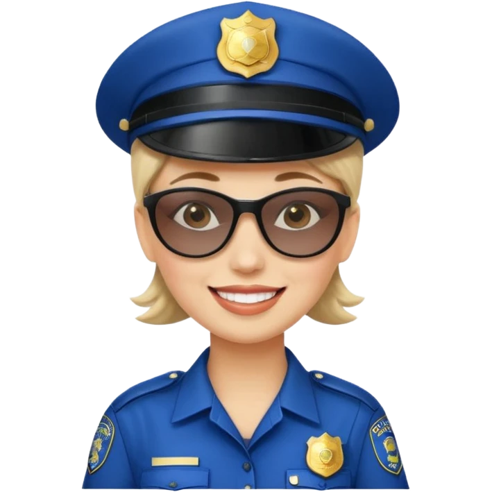 woman police with hair style and hats and sun glsses emoji