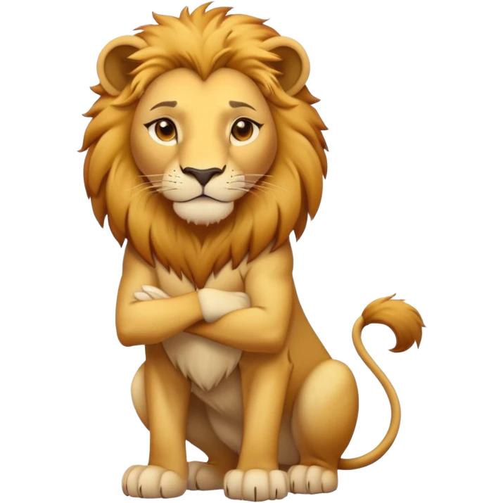 female anthropomorphised lion character standing confidently with arms folded emoji