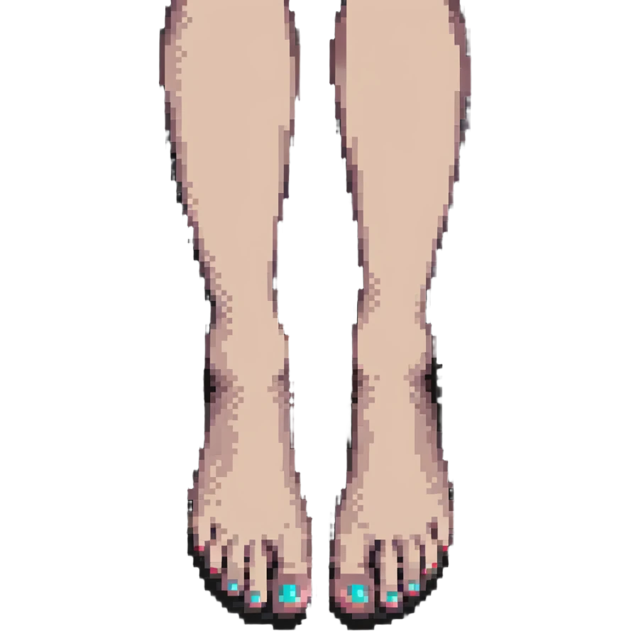 pixel art of a girl's feet with painted toenails emoji