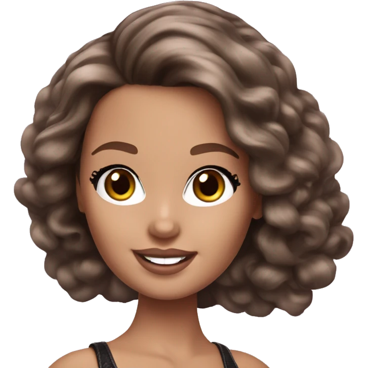 Beautiful Barbie brunette hair. White skin emoji