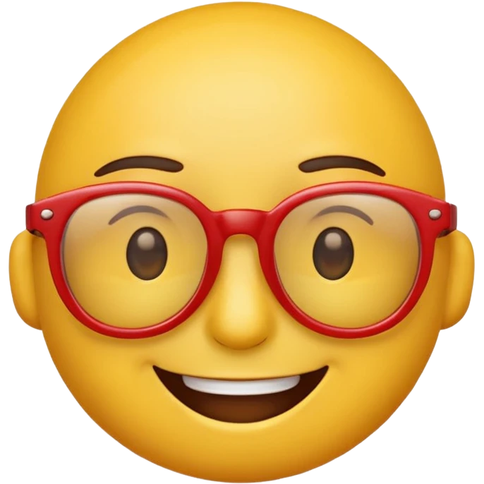 A simple smiling emoji with red frame glasses emoji
